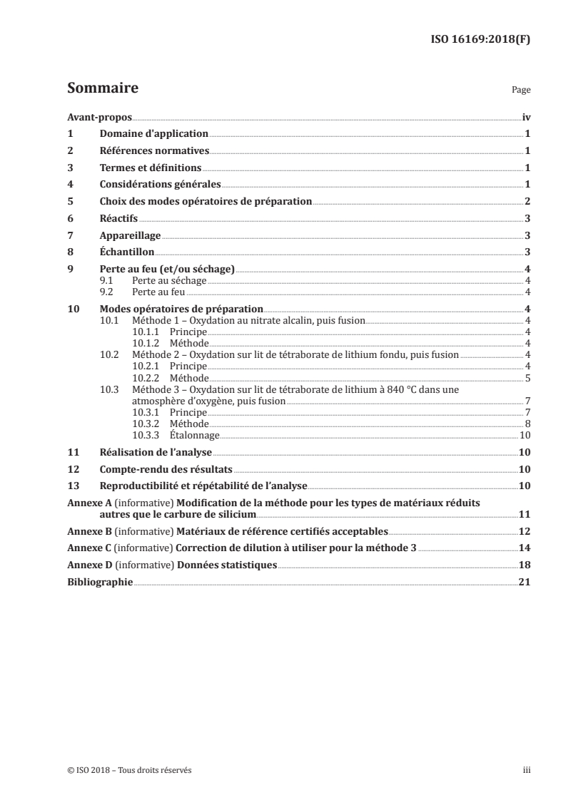 ISO 16169:2018 ISO 16169:2018 - Préparation du carbure de silicium et de matériaux similaires en vue d'une analyse par fluorescence de rayons X (FRX) selon l'ISO 12677 — Méthode de la perle fondue/3/2018 - Page 3 preview