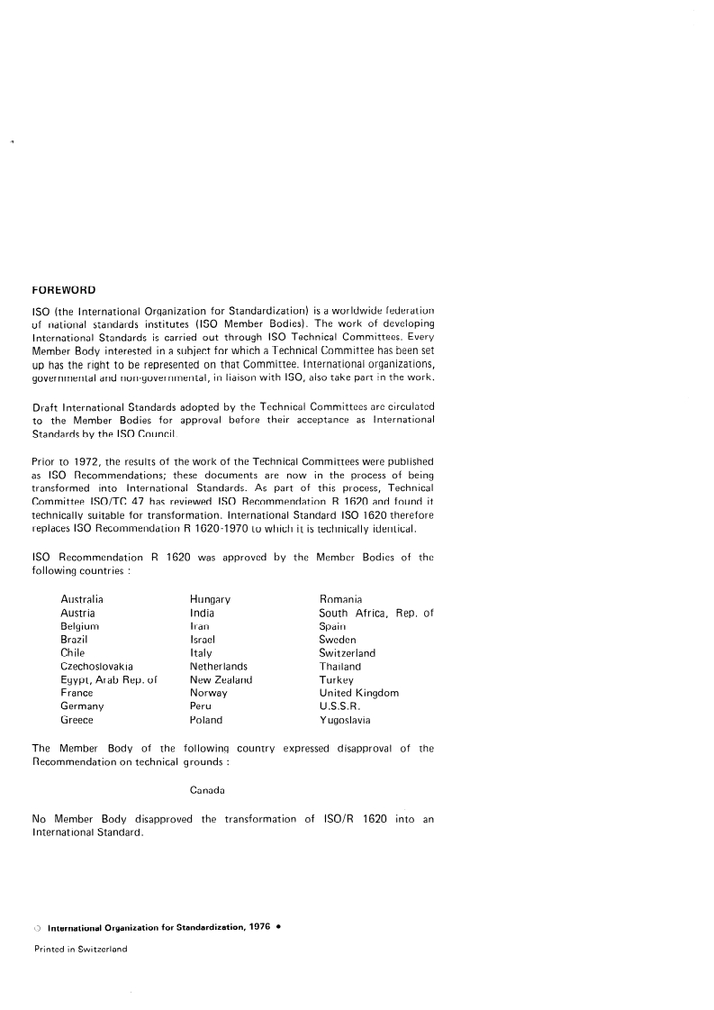 ISO 1620:1976 ISO 1620:1976 - Cryolite, natural and artificial — Determination of silica content — Reduced molybdosilicate spectrophotometric method/1/1976 - Page 2 preview