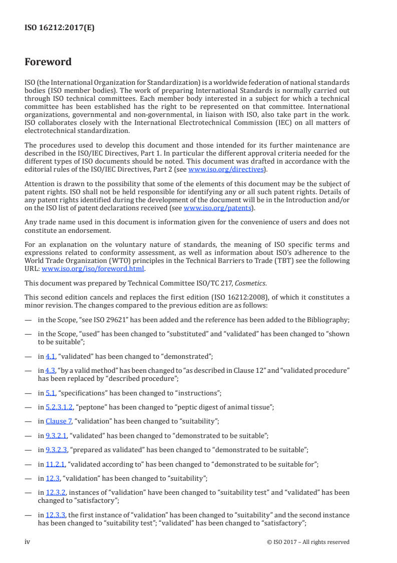 ISO 16212:2017 ISO 16212:2017 - Cosmetics — Microbiology — Enumeration of yeast and mould/14/2017 - Page 4 preview