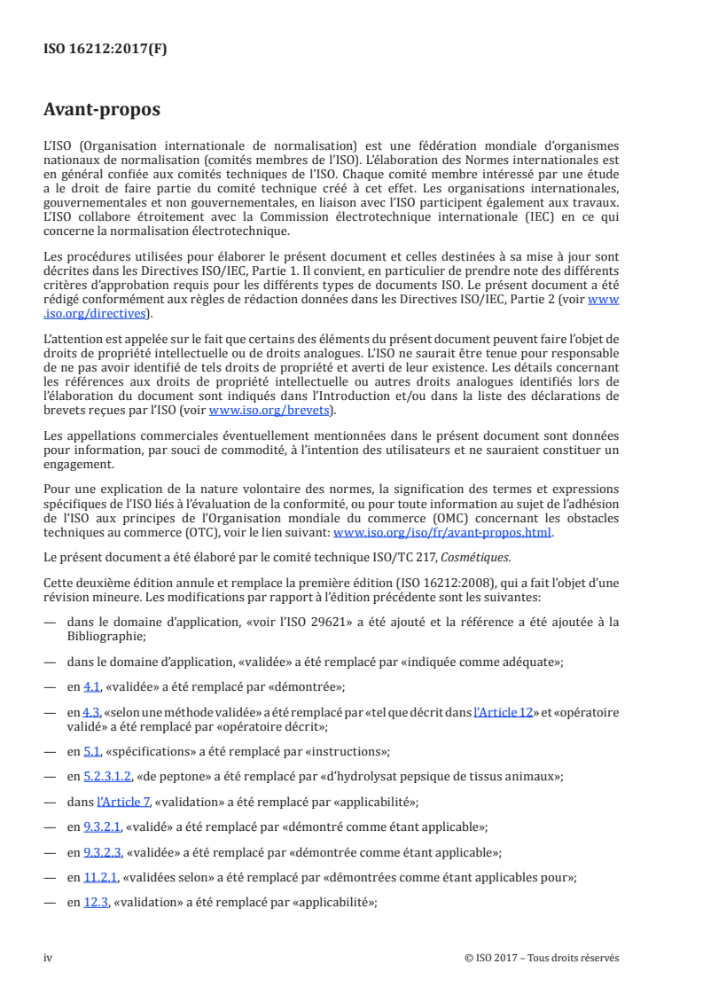 ISO 16212:2017 ISO 16212:2017 - Cosmétiques — Microbiologie — Dénombrement des levures et des moisissures/14/2017 - Page 4 preview