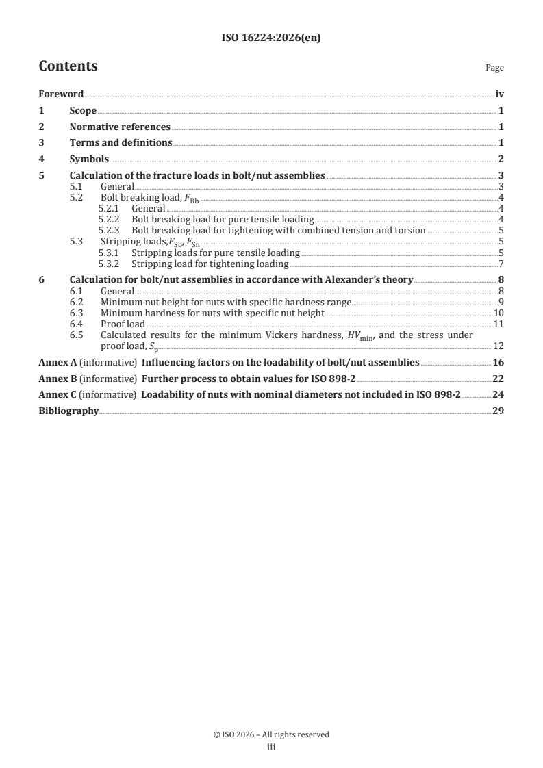 ISO 16224:2026 ISO 16224:2026 - Fasteners — Calculation methods for bolt/nut assemblies — Nut design - Page 3 preview
