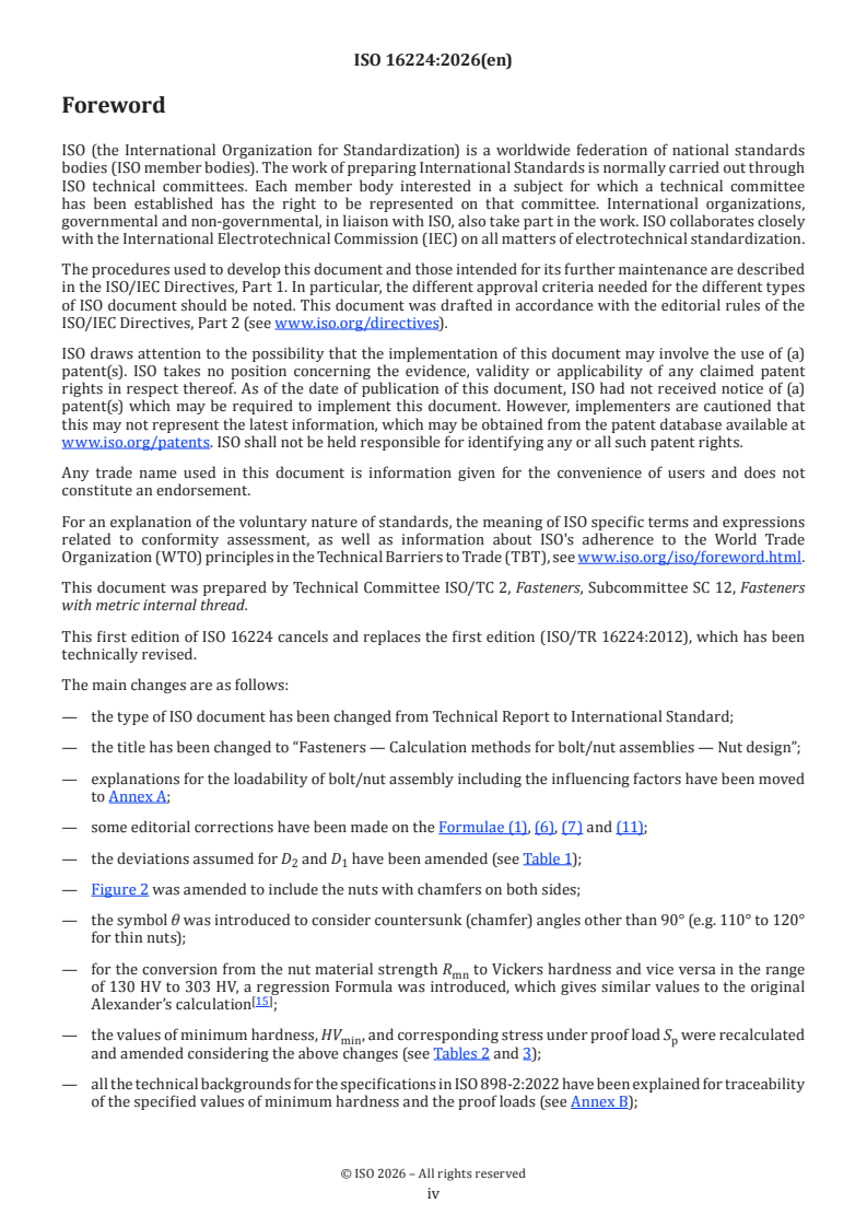 ISO 16224:2026 ISO 16224:2026 - Fasteners — Calculation methods for bolt/nut assemblies — Nut design - Page 4 preview