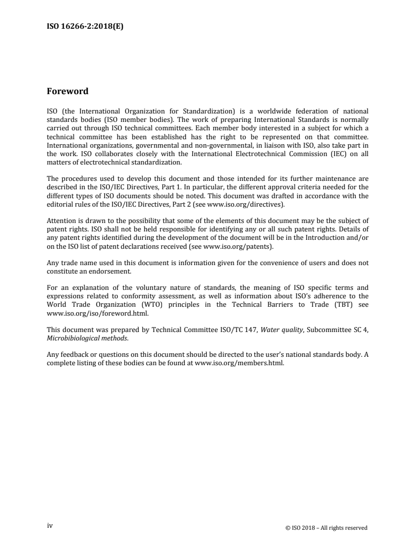 ISO 16266-2:2018 ISO 16266-2:2018 - Water quality — Detection and enumeration of Pseudomonas aeruginosa — Part 2: Most probable number method/19/2018 - Page 4 preview