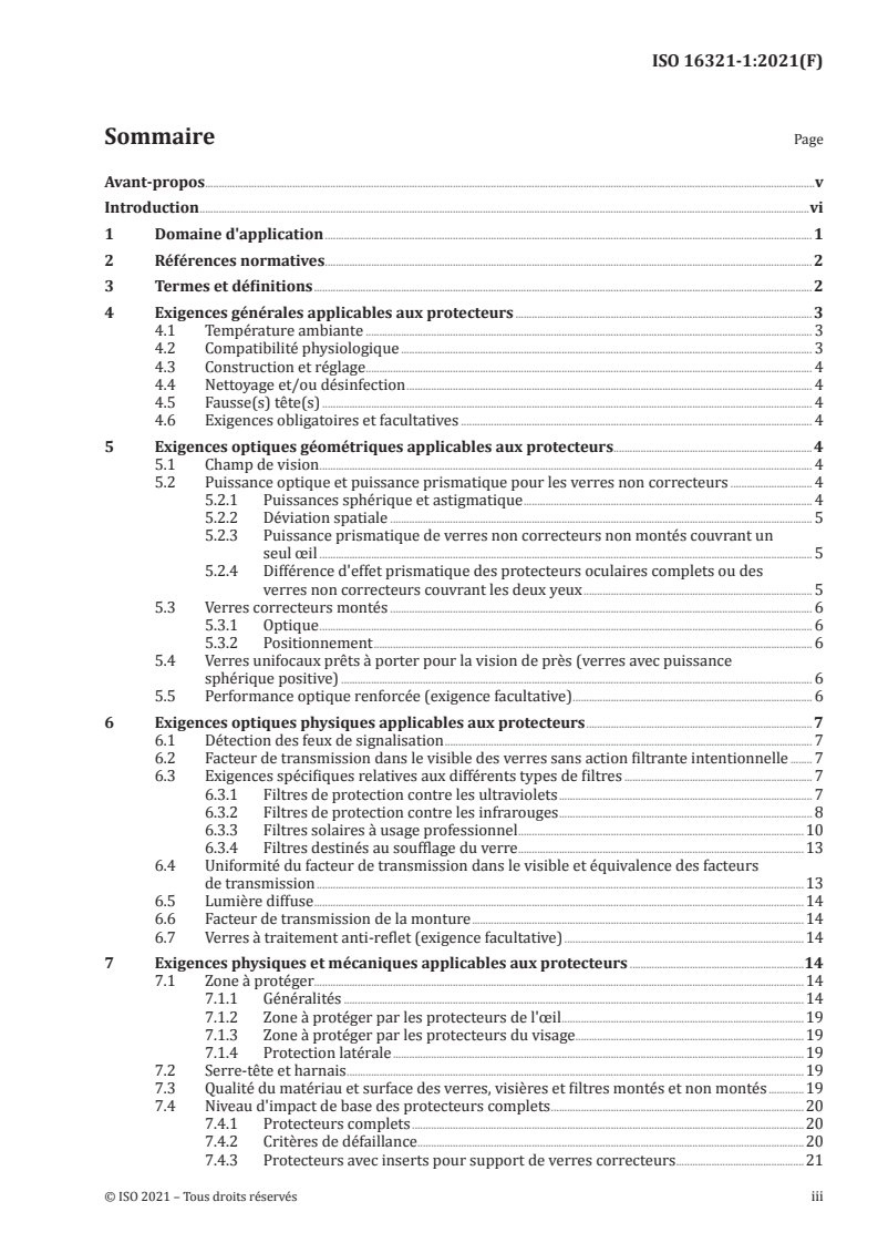ISO 16321-1:2021 ISO 16321-1:2021 - Protection des yeux et du visage à usage professionnel — Partie 1: Exigences générales/2/2021 - Page 3 preview