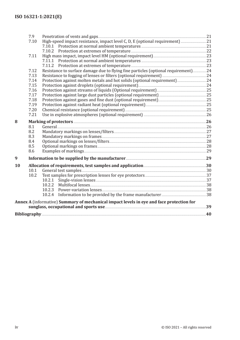 ISO 16321-1:2021 ISO 16321-1:2021 - Eye and face protection for occupational use — Part 1: General requirements/2/2021 - Page 4 preview