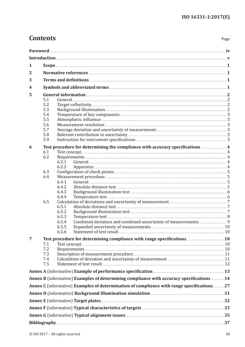 ISO 16331-1:2017 ISO 16331-1:2017 - Optics and optical instruments — Laboratory procedures for testing surveying and construction instruments — Part 1: Performance of handheld laser distance meters/20/2017 - Page 3 preview