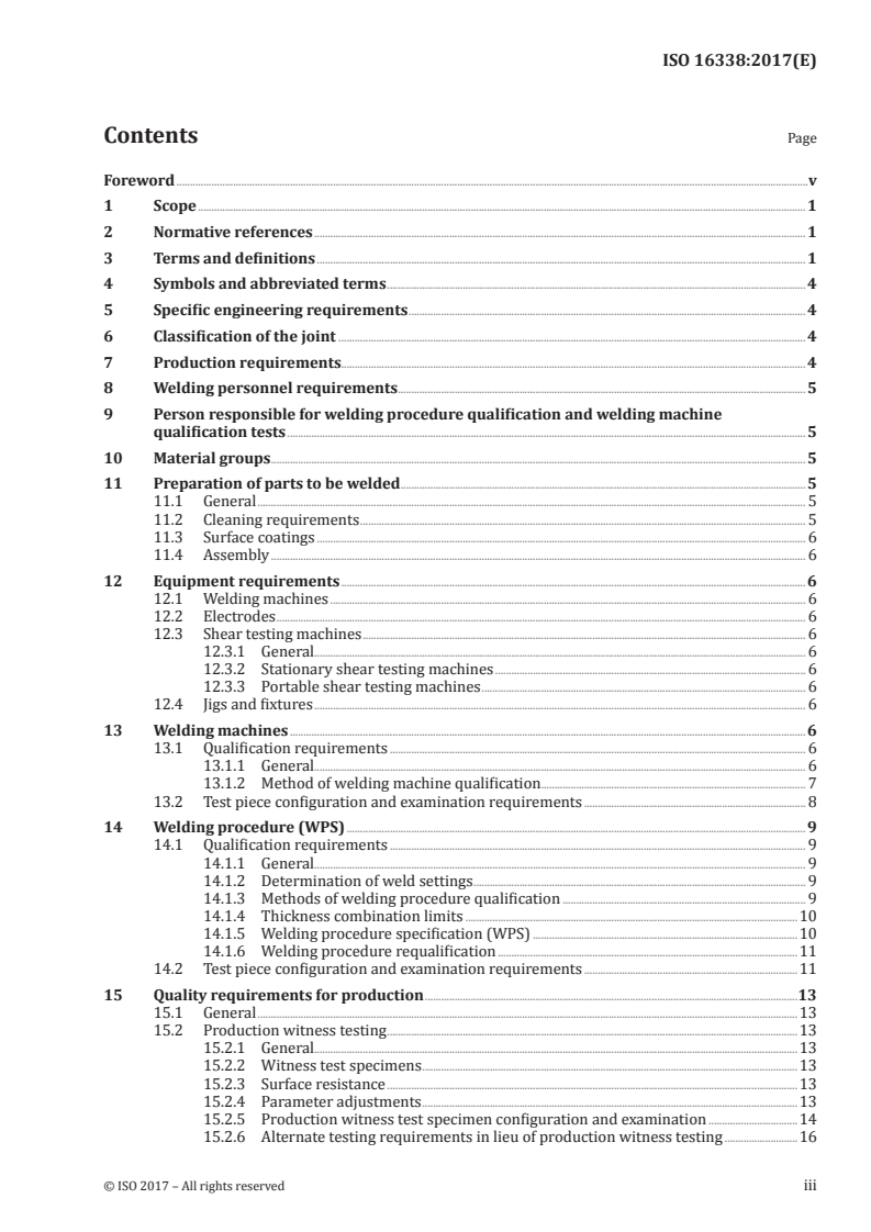 ISO 16338:2017 ISO 16338:2017 - Welding for aerospace applications — Resistance spot and seam welding/3/2017 - Page 3 preview