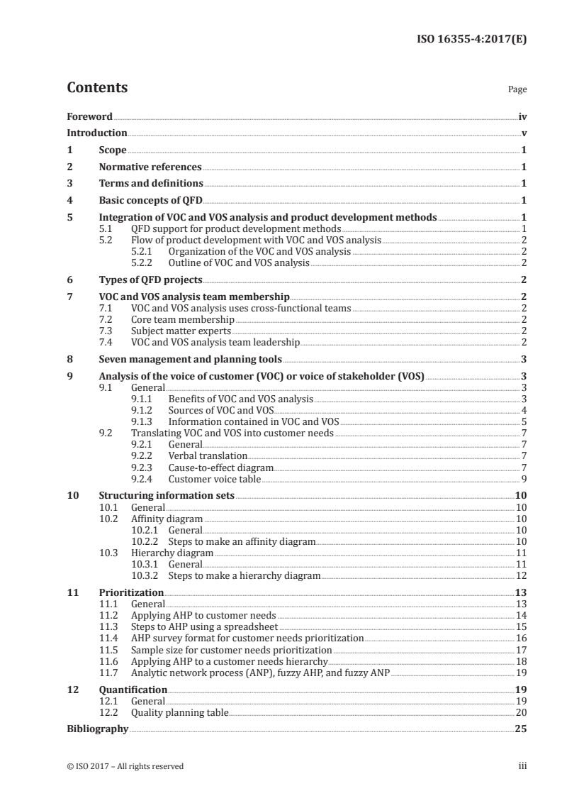 ISO 16355-4:2017 ISO 16355-4:2017 - Applications of statistical and related methods to new technology and product development process — Part 4: Analysis of non-quantitative and quantitative Voice of Customer and Voice of Stakeholder/16/2017 - Page 3 preview