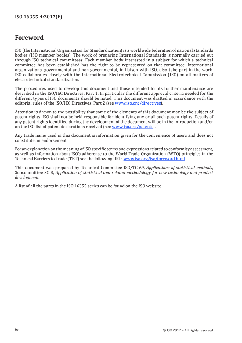 ISO 16355-4:2017 ISO 16355-4:2017 - Applications of statistical and related methods to new technology and product development process — Part 4: Analysis of non-quantitative and quantitative Voice of Customer and Voice of Stakeholder/16/2017 - Page 4 preview