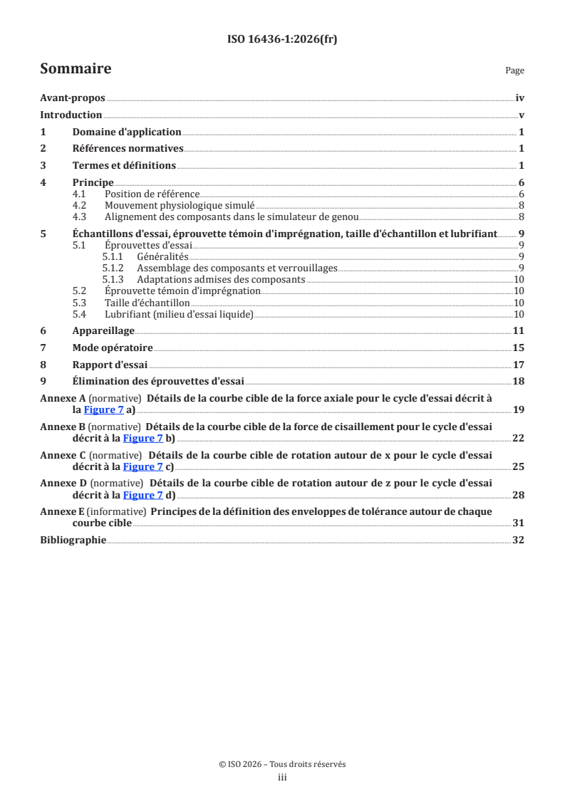 ISO 16436-1:2026 ISO 16436-1:2026 - Implants chirurgicaux — Usure des prothèses totales de l'articulation de l'épaule — Partie 1: Méthodologie pour les essais d'usure sur simulateur des prothèses anatomiques totales de l'articulation de l'épaule - Page 3 preview