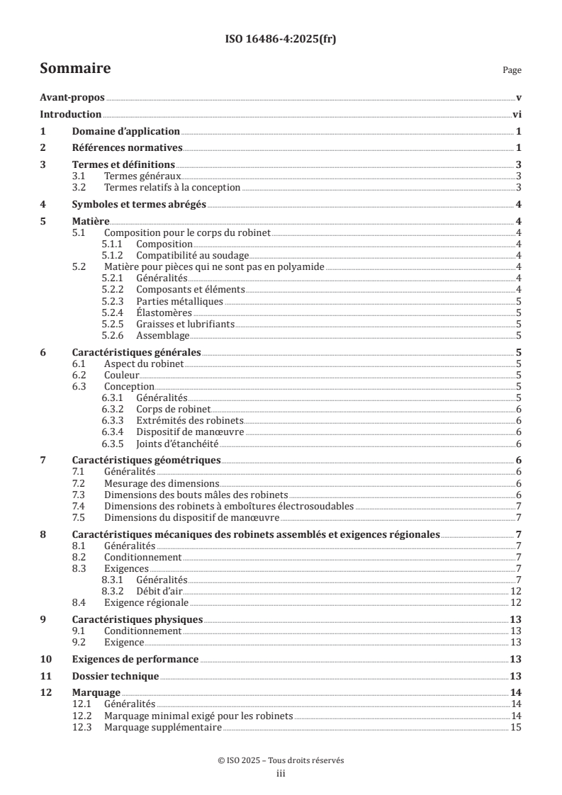 ISO 16486-4:2025 ISO 16486-4:2025 - Systèmes de canalisations en matières plastiques pour la distribution de combustibles gazeux — Systèmes de canalisations en polyamide non plastifié (PA-U) avec assemblages par soudage et assemblages mécaniques — Partie 4: Robinets
Released:2. 06. 2025 - Page 3 preview