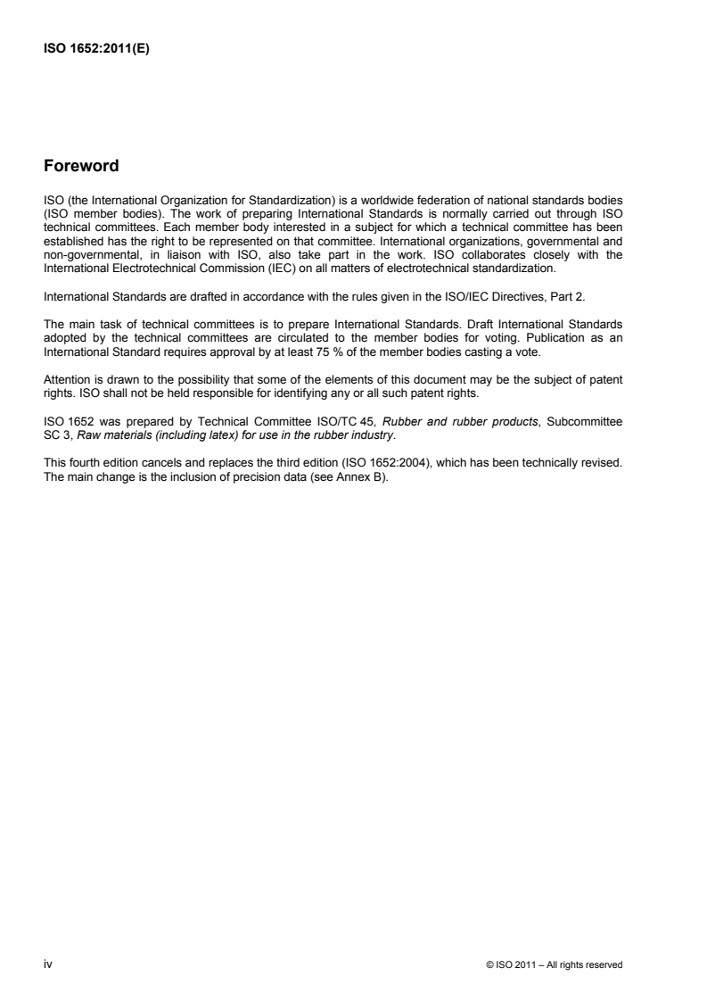 ISO 1652:2011 ISO 1652:2011 - Rubber latex — Determination of apparent viscosity by the Brookfield test method/10/2011 - Page 4 preview
