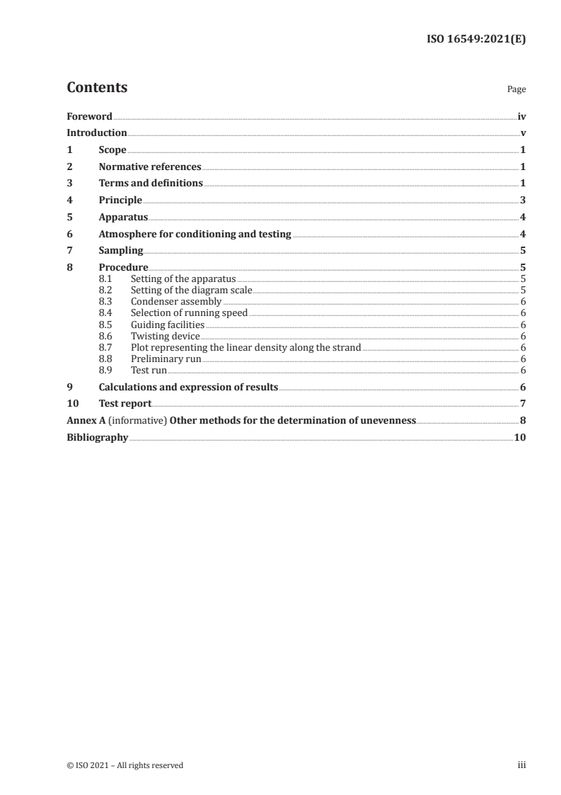 ISO 16549:2021 ISO 16549:2021 - Textiles — Unevenness of textile strands — Capacitance method/29/2021 - Page 3 preview