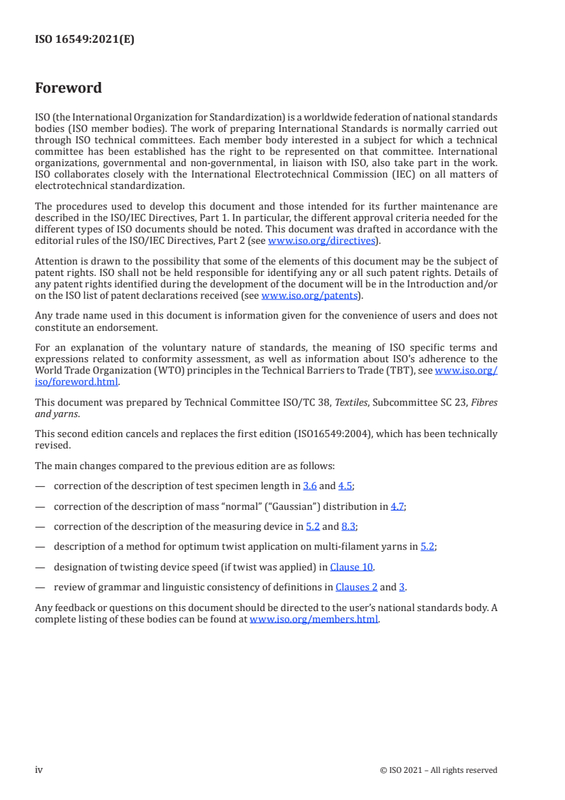 ISO 16549:2021 ISO 16549:2021 - Textiles — Unevenness of textile strands — Capacitance method/29/2021 - Page 4 preview