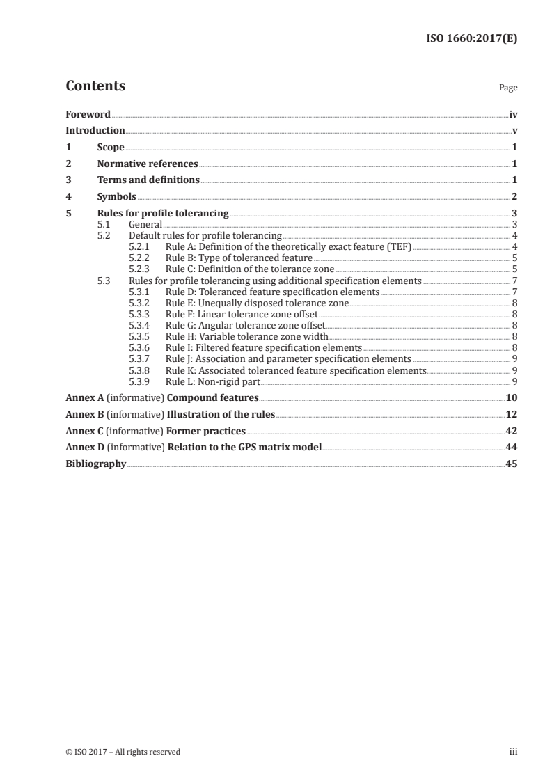 ISO 1660:2017 ISO 1660:2017 - Geometrical product specifications (GPS) — Geometrical tolerancing — Profile tolerancing/1/2017 - Page 3 preview