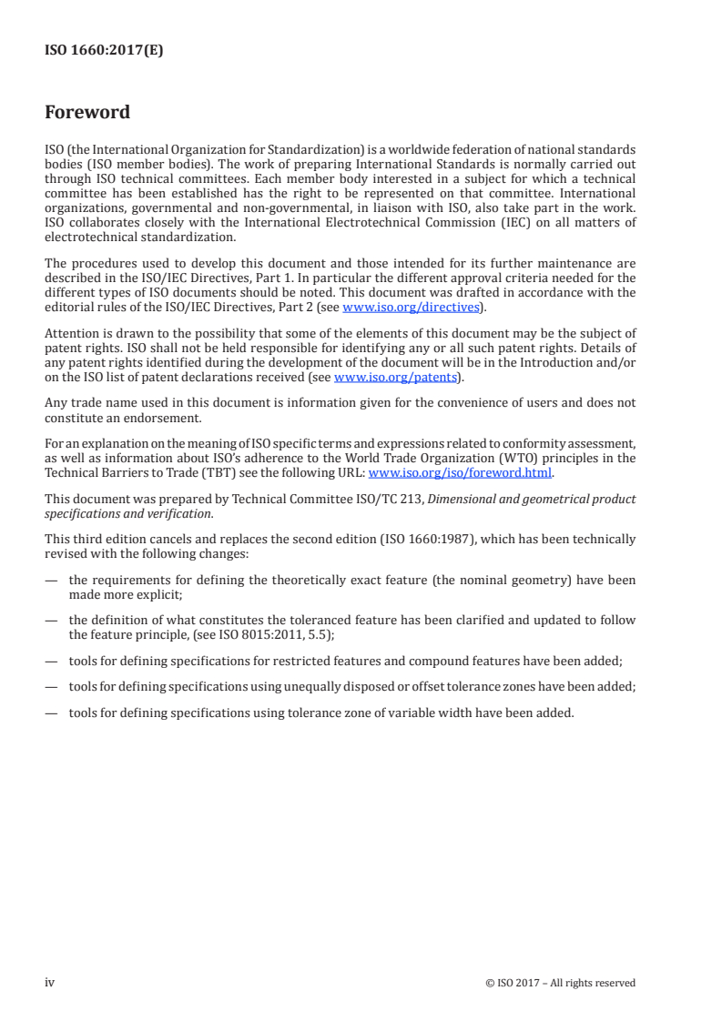 ISO 1660:2017 ISO 1660:2017 - Geometrical product specifications (GPS) — Geometrical tolerancing — Profile tolerancing/1/2017 - Page 4 preview