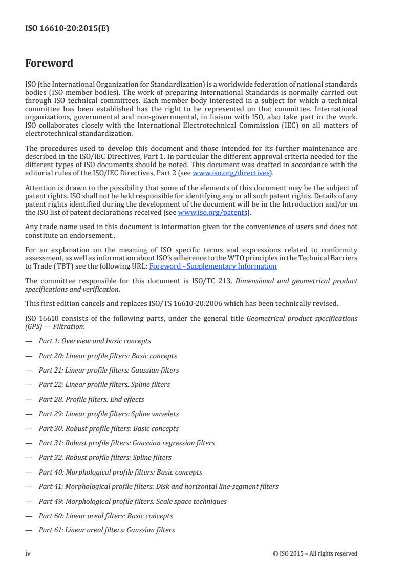 ISO 16610-20:2015 ISO 16610-20:2015 - Geometrical product specifications (GPS) — Filtration — Part 20: Linear profile filters: Basic concepts/17/2015 - Page 4 preview
