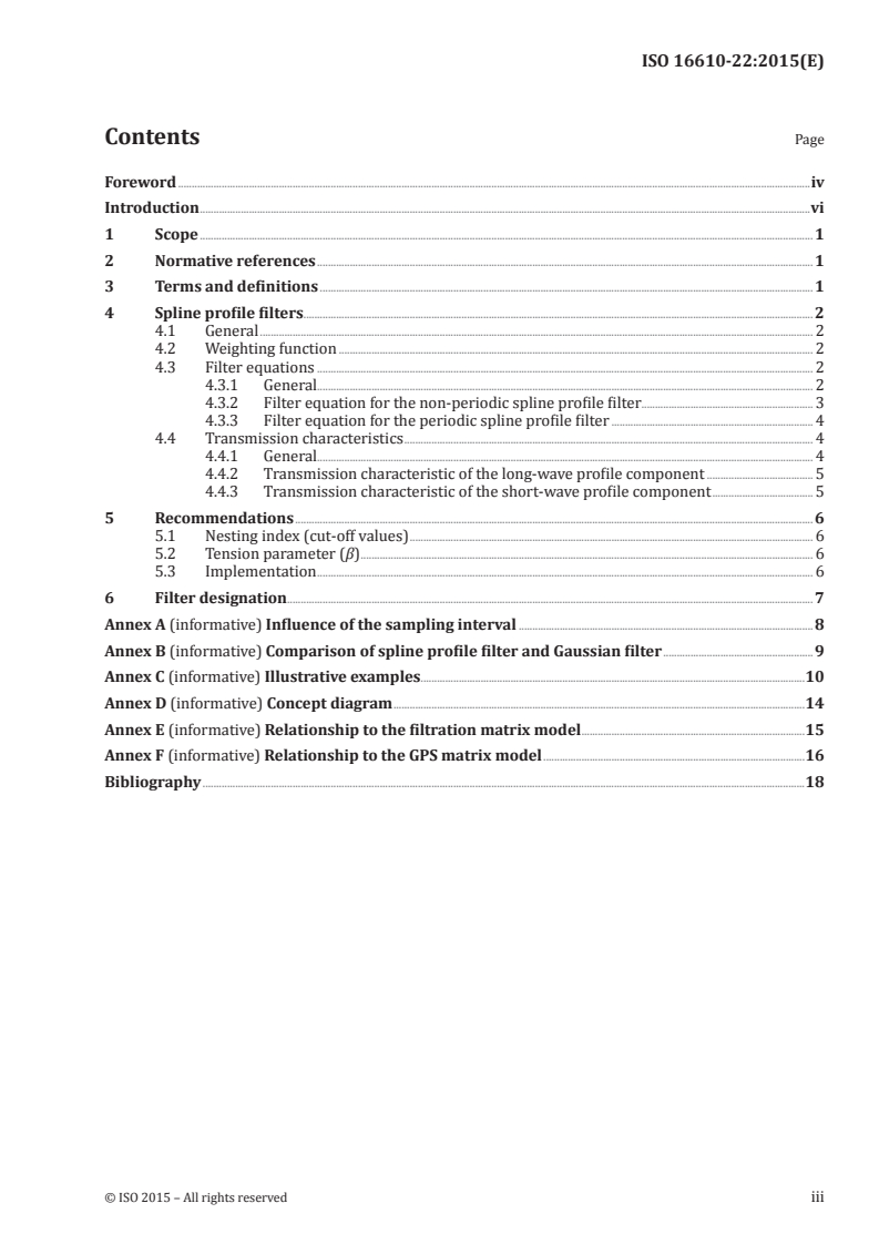 ISO 16610-22:2015 ISO 16610-22:2015 - Geometrical product specifications (GPS) — Filtration — Part 22: Linear profile filters: Spline filters/24/2015 - Page 3 preview