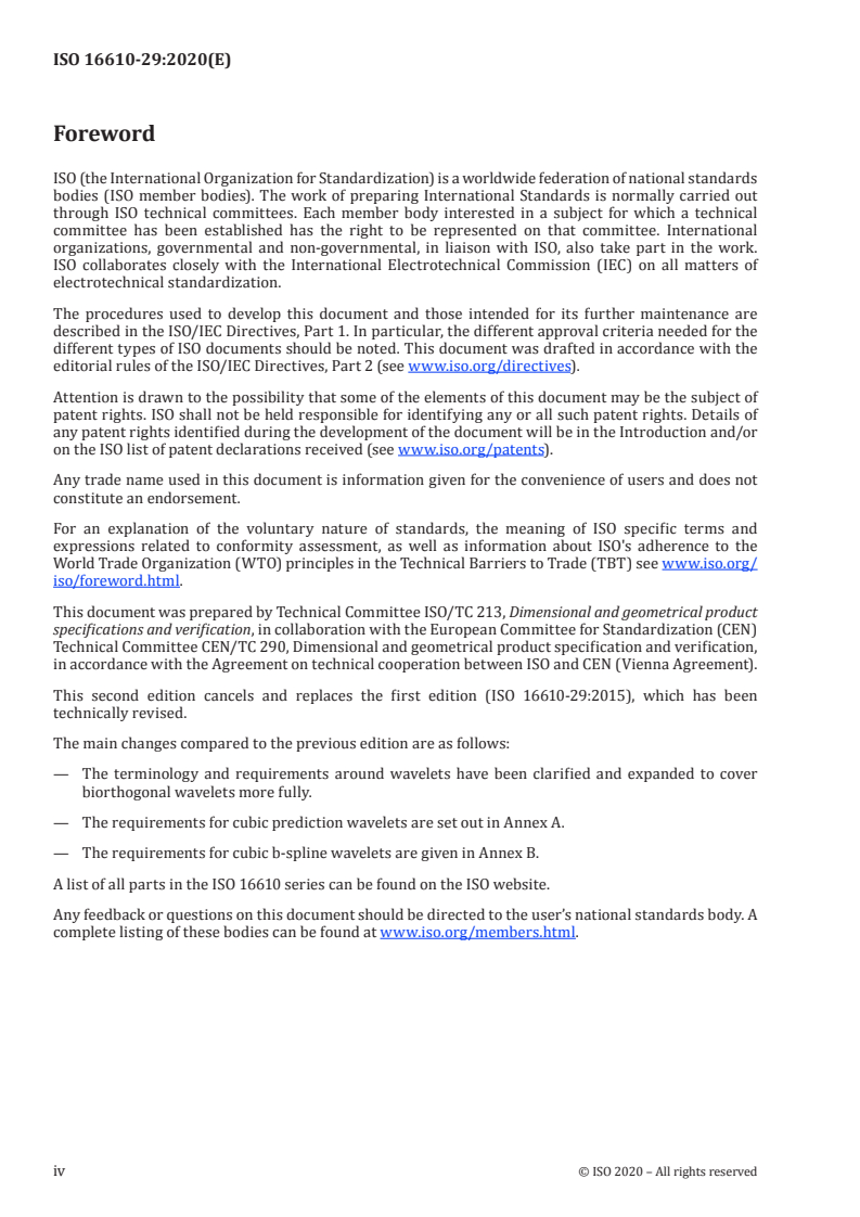 ISO 16610-29:2020 ISO 16610-29:2020 - Geometrical product specifications (GPS) — Filtration — Part 29: Linear profile filters: wavelets/3/2020 - Page 4 preview