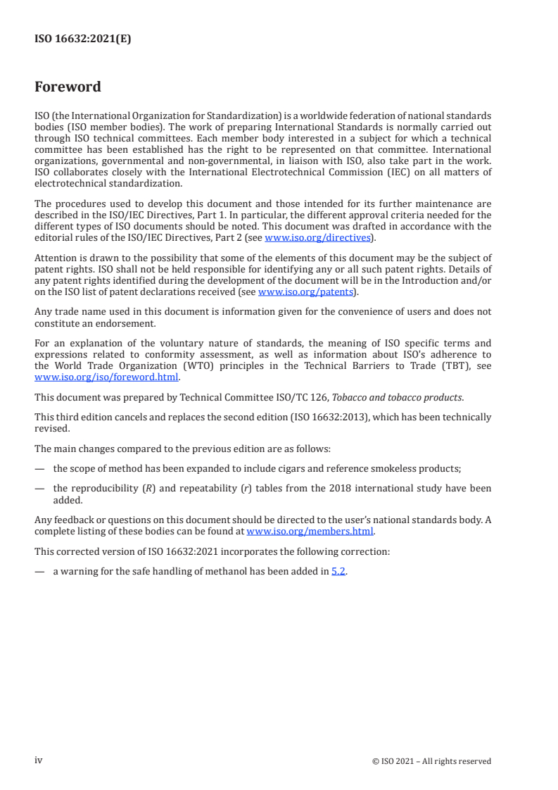 ISO 16632:2021 ISO 16632:2021 - Tobacco and tobacco products — Determination of water content — Gas-chromatographic method
Released:10/26/2021 - Page 4 preview