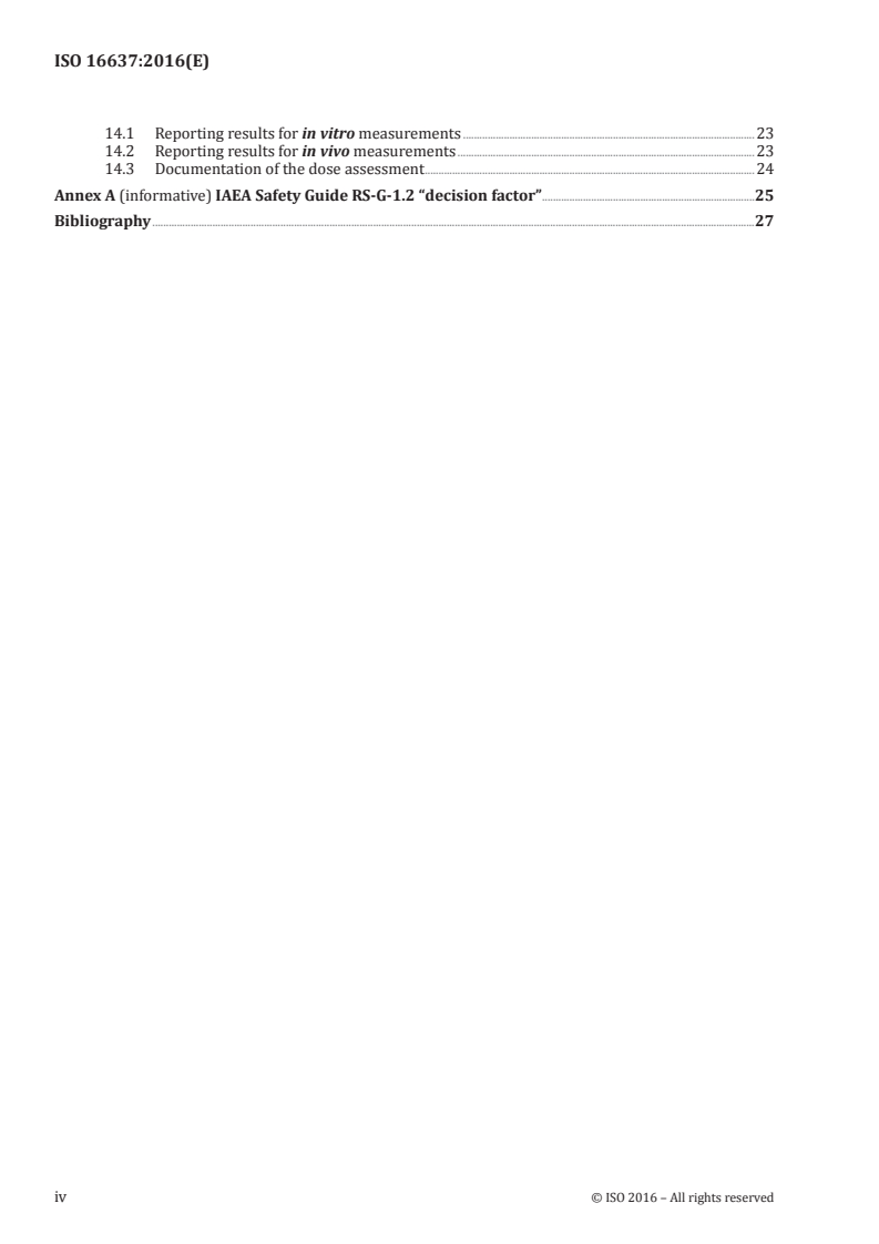 ISO 16637:2016 ISO 16637:2016 - Radiological protection — Monitoring and internal dosimetry for staff members exposed to medical radionuclides as unsealed sources/18/2016 - Page 4 preview