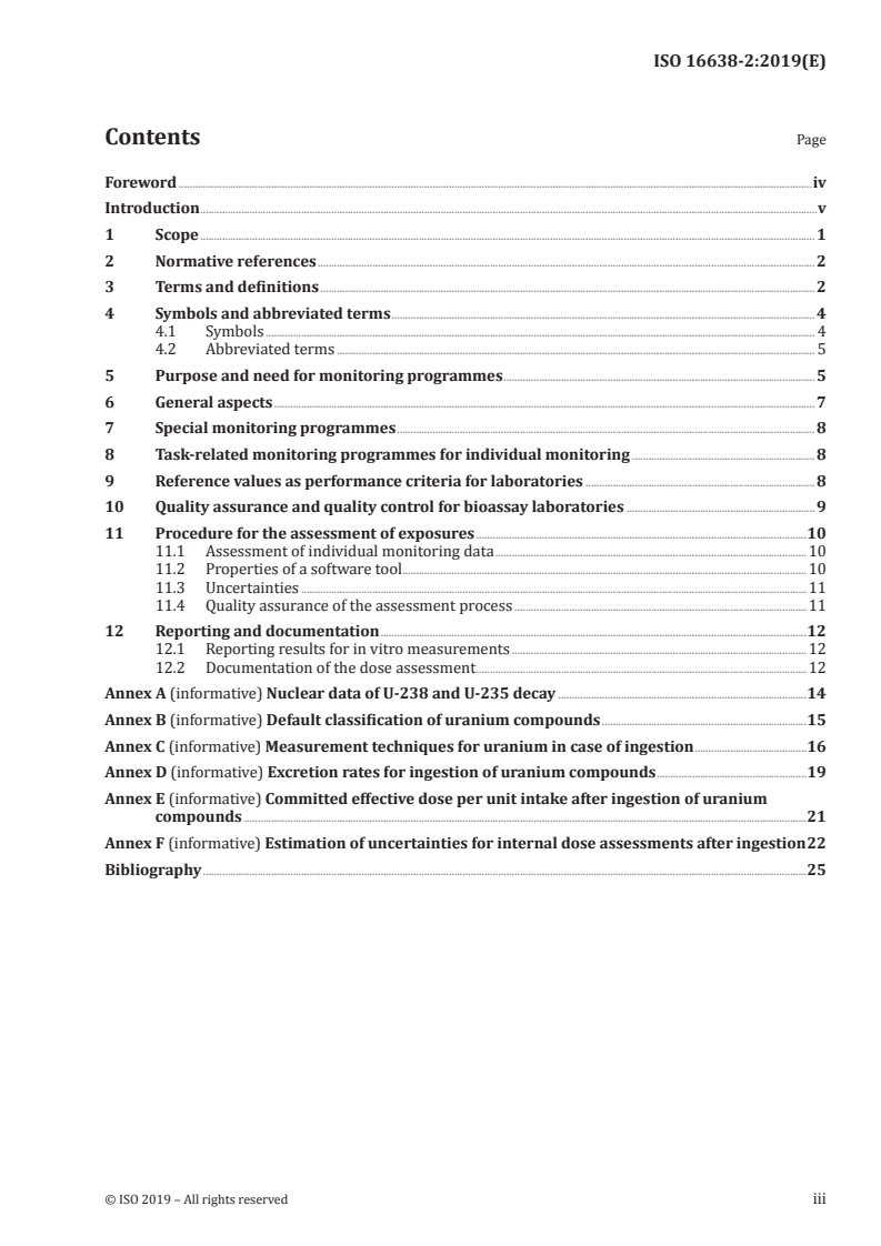 ISO 16638-2:2019 ISO 16638-2:2019 - Radiological protection — Monitoring and internal dosimetry for specific materials — Part 2: Ingestion of uranium compounds/14/2019 - Page 3 preview