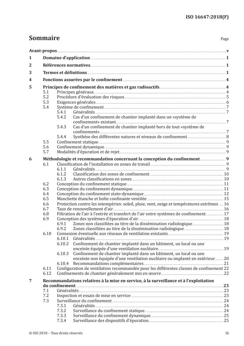 ISO 16647:2018 ISO 16647:2018 - Installations nucléaires — Critères pour la conception et l'exploitation des systèmes de confinement des chantiers nucléaires et des installations nucléaires en démantèlement/3/2018 - Page 3 preview