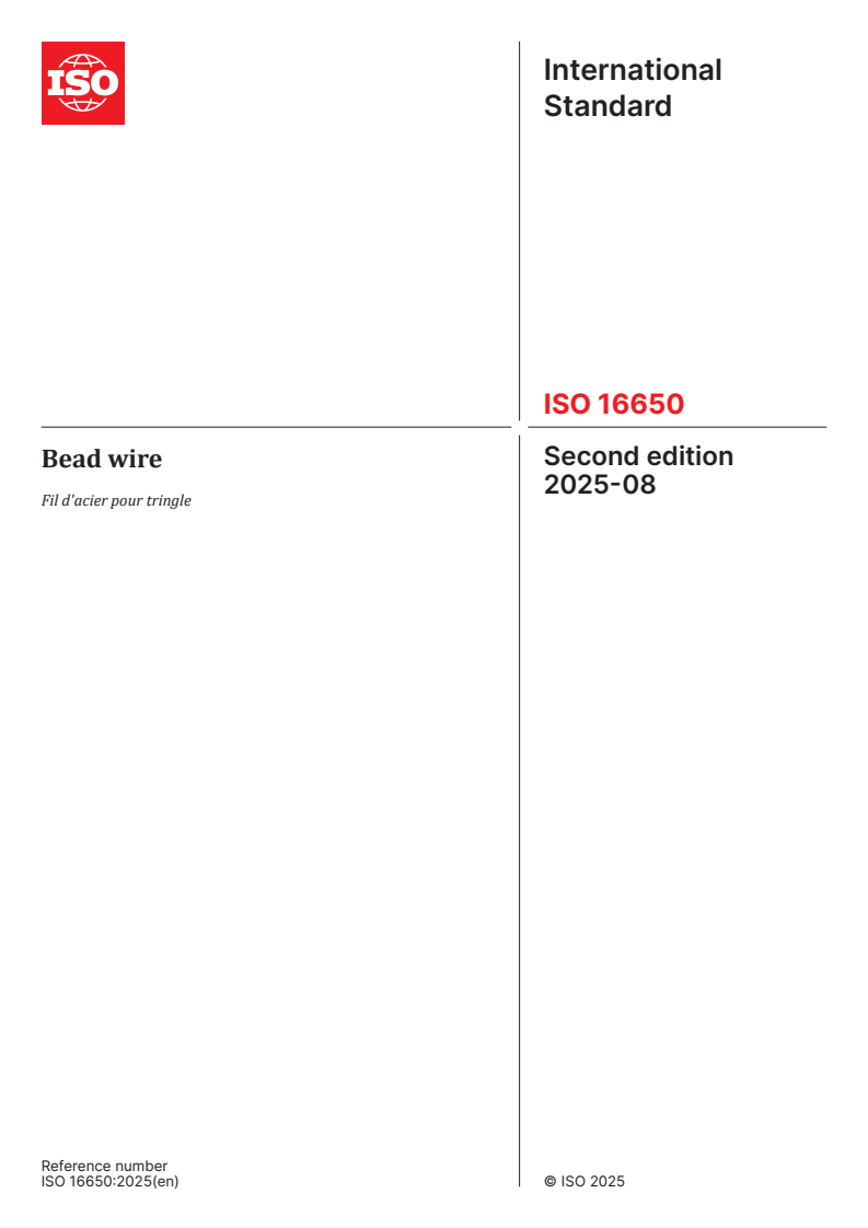 ISO 16650:2025 - Bead wire
Released:14. 08. 2025