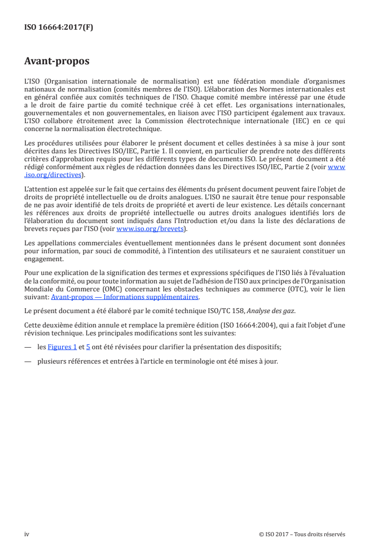 ISO 16664:2017 ISO 16664:2017 - Analyse des gaz — Mise en oeuvre des gaz et des mélanges de gaz pour étalonnage — Lignes directrices/15/2017 - Page 4 preview