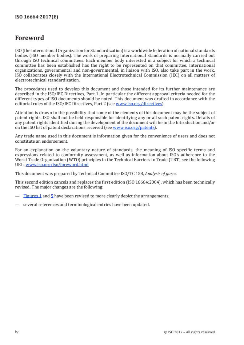 ISO 16664:2017 ISO 16664:2017 - Gas analysis — Handling of calibration gases and gas mixtures — Guidelines/18/2017 - Page 4 preview