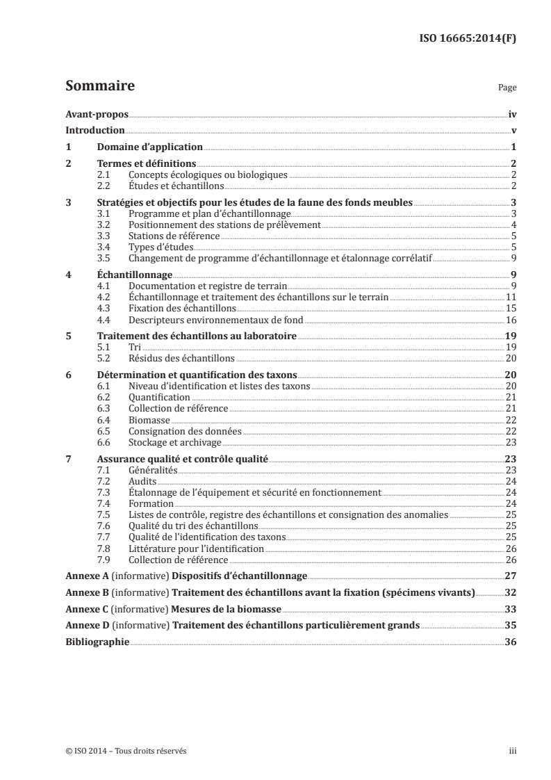 ISO 16665:2014 ISO 16665:2014 - Qualité de l'eau — Lignes directrices pour l'échantillonnage quantitatif et le traitement d'échantillons de la macrofaune marine des fonds meubles/6/2014 - Page 3 preview
