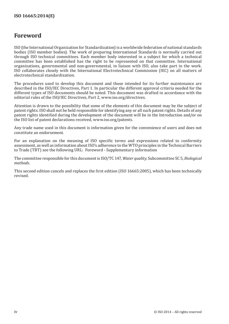 ISO 16665:2014 ISO 16665:2014 - Water quality — Guidelines for quantitative sampling and sample processing of marine soft-bottom macrofauna/6/2014 - Page 4 preview