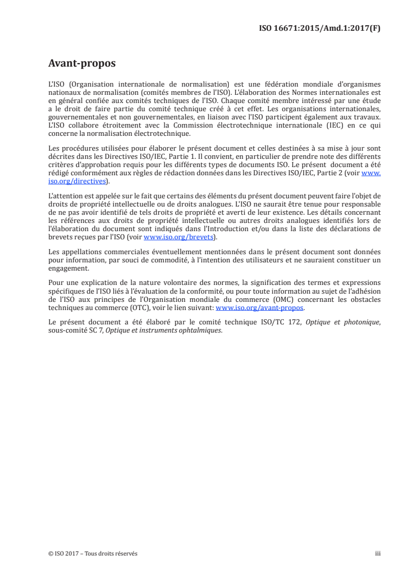 ISO 16671:2015/Amd 1:2017 ISO 16671:2015/Amd 1:2017 - Implants ophtalmiques — Solutions d'irrigation pour la chirurgie ophtalmique — Amendement 1/3/2017 - Page 3 preview