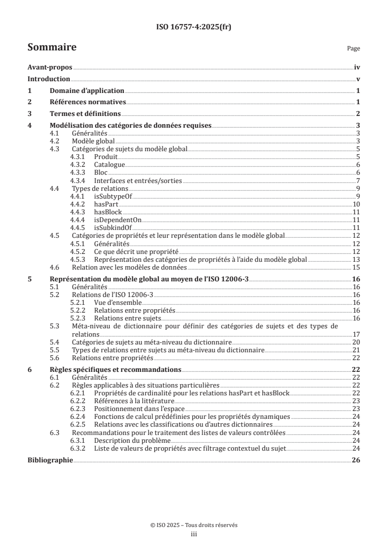 ISO 16757-4:2025 ISO 16757-4:2025 - Structures de données pour catalogues électroniques de produits pour les services du bâtiment — Partie 4: Structures des dictionnaires de données pour les catalogues de produits
Released:10/7/2025 - Page 3 preview