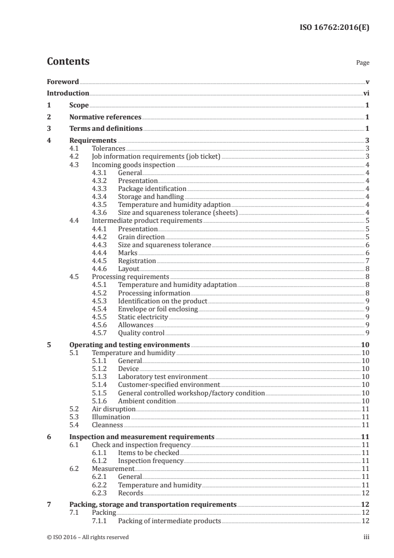 ISO 16762:2016 ISO 16762:2016 - Graphic technology — Post-press — General requirements for transfer, handling and storage/17/2016 - Page 3 preview