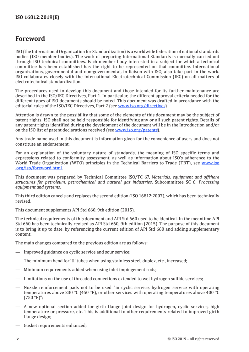 ISO 16812:2019 ISO 16812:2019 - Petroleum, petrochemical and natural gas industries — Shell-and-tube heat exchangers/31/2019 - Page 4 preview