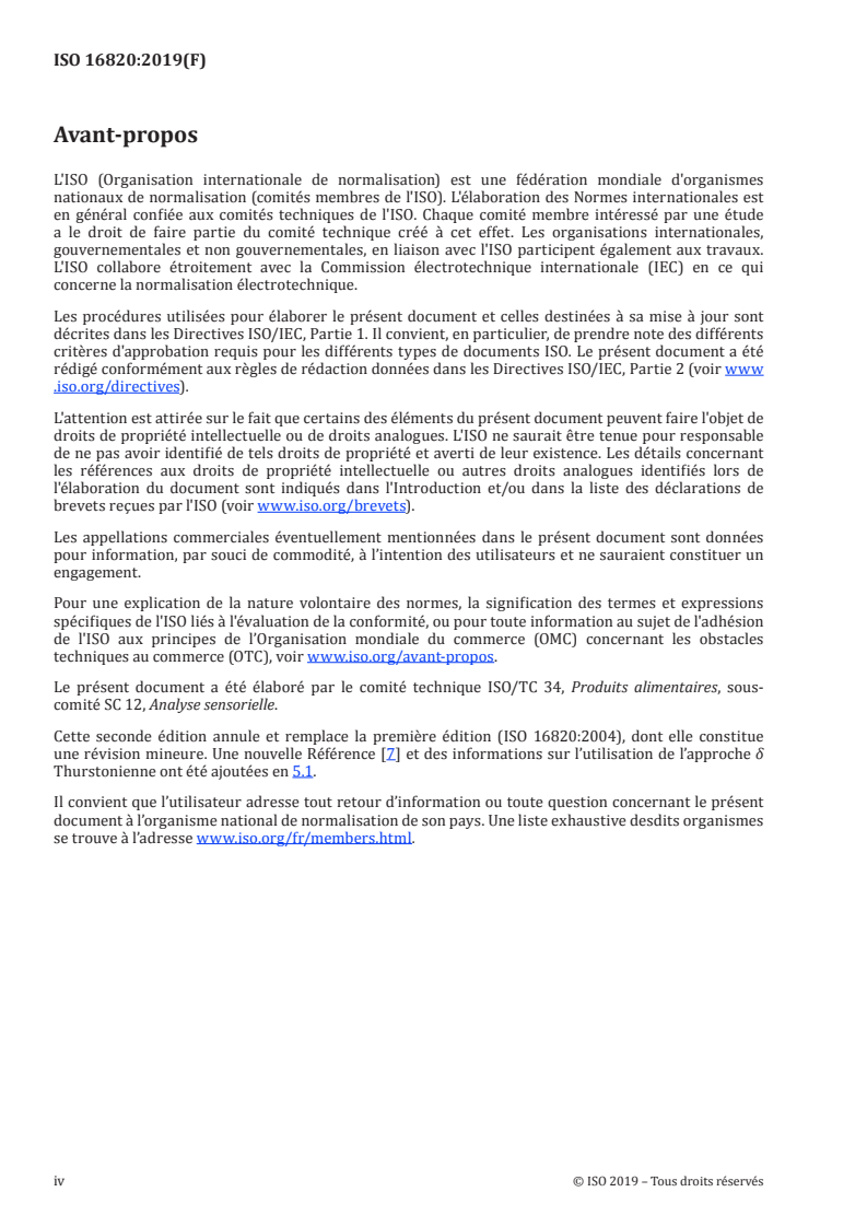 ISO 16820:2019 ISO 16820:2019 - Analyse sensorielle — Méthodologie — Analyse séquentielle/3/2019 - Page 4 preview