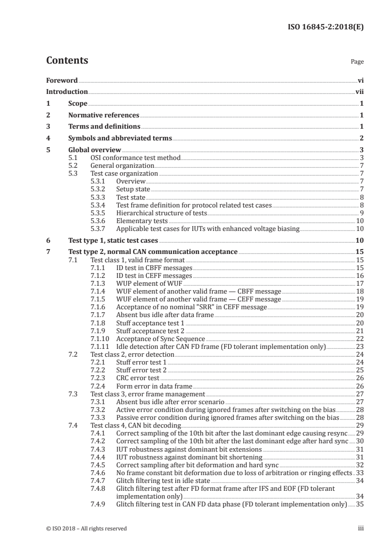 ISO 16845-2:2018 ISO 16845-2:2018 - Road vehicles — Controller area network (CAN) conformance test plan — Part 2: High-speed medium access unit — Conformance test plan/17/2018 - Page 3 preview