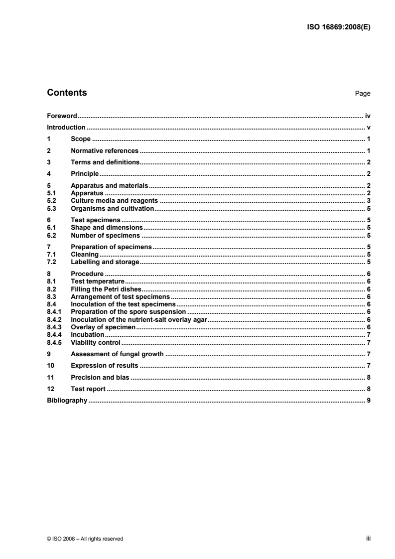 ISO 16869:2008 ISO 16869:2008 - Plastics — Assessment of the effectiveness of fungistatic compounds in plastics formulations/14/2008 - Page 3 preview