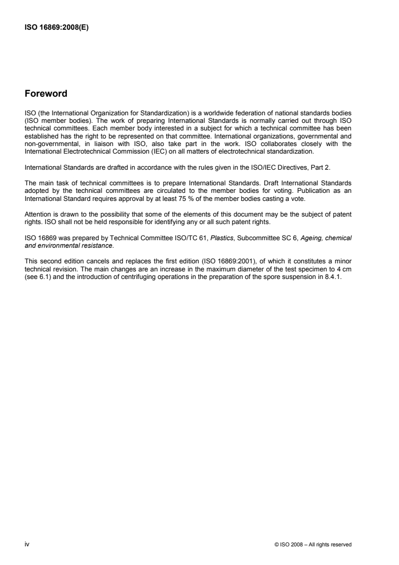 ISO 16869:2008 ISO 16869:2008 - Plastics — Assessment of the effectiveness of fungistatic compounds in plastics formulations/14/2008 - Page 4 preview