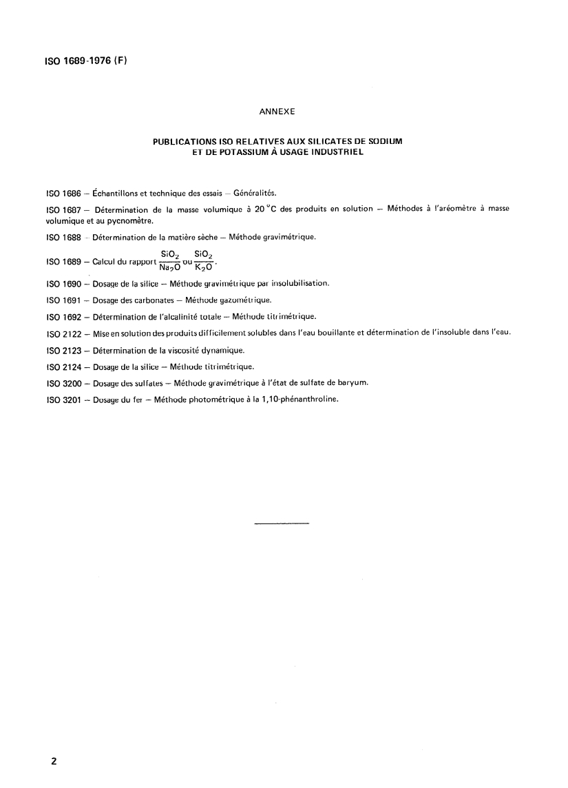 ISO 1689:1976 ISO 1689:1976 - Silicates de sodium et de potassium à usage industriel — Calcul du rapport dioxyde de silicium/oxyde de sodium ou dioxyde de silicium/ oxyde de potassium/1/1976 - Page 4 preview