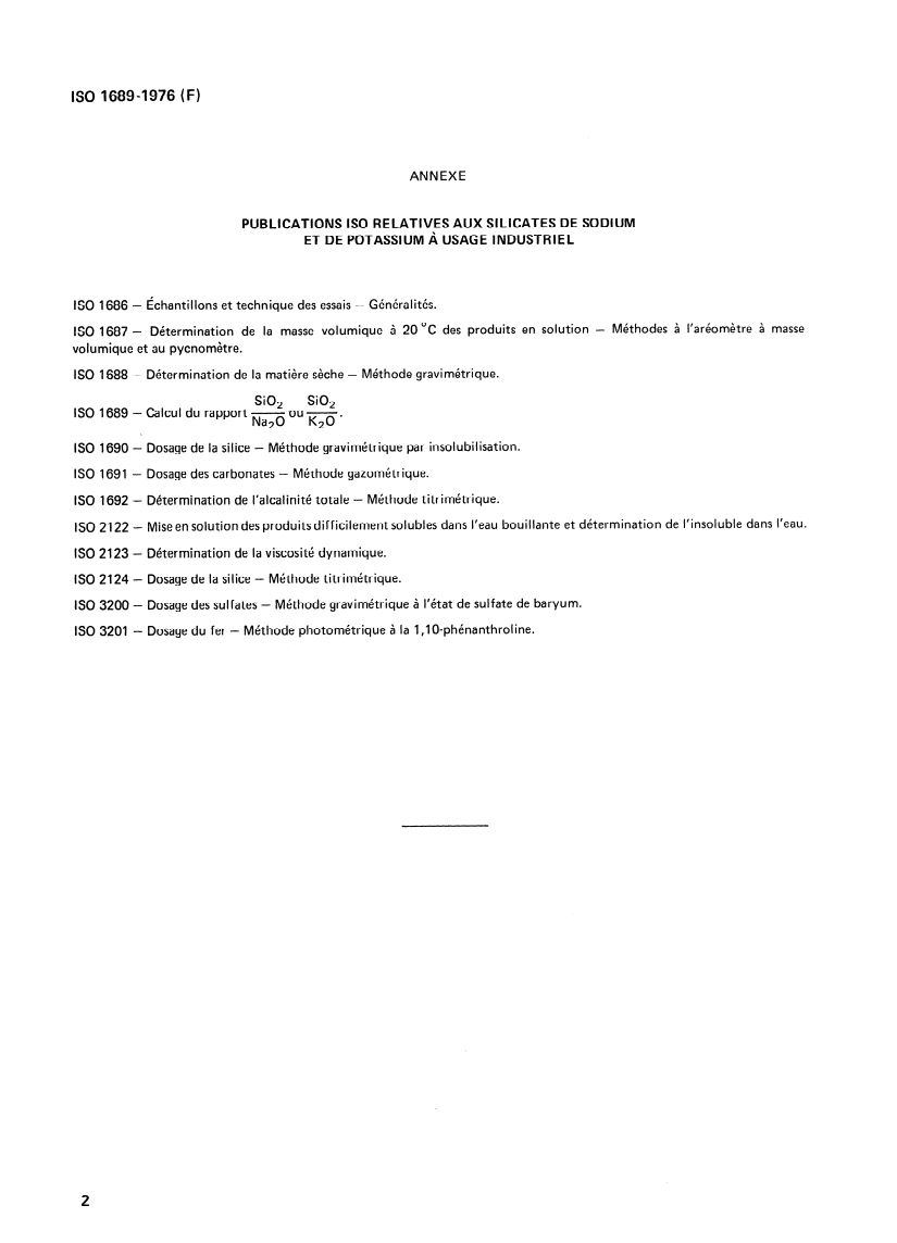 ISO 1689:1976 ISO 1689:1976 - Silicates de sodium et de potassium à usage industriel — Calcul du rapport dioxyde de silicium/oxyde de sodium ou dioxyde de silicium/ oxyde de potassium/1/1976 - Page 4 preview