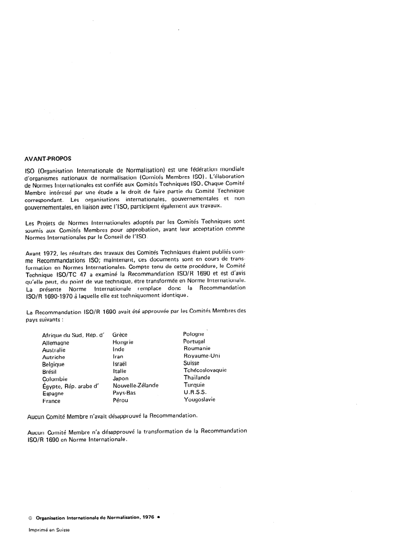 ISO 1690:1976 ISO 1690:1976 - Silicates de sodium et de potassium à usage industriel — Dosage de la silice — Méthode gravimétrique par insolubilisation/1/1976 - Page 2 preview