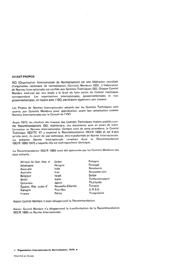 ISO 1690:1976 ISO 1690:1976 - Silicates de sodium et de potassium à usage industriel — Dosage de la silice — Méthode gravimétrique par insolubilisation/1/1976 - Page 2 preview