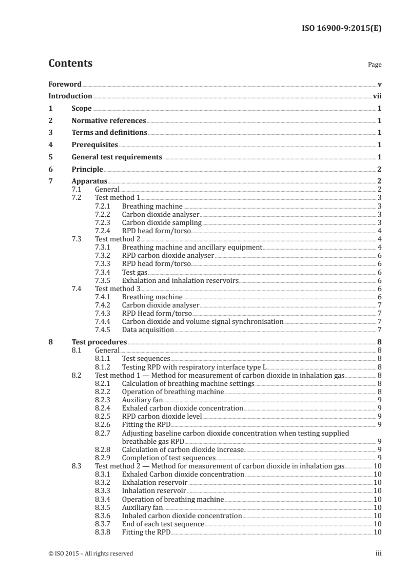 ISO 16900-9:2015 ISO 16900-9:2015 - Respiratory protective devices — Methods of test and test equipment — Part 9: Determination of carbon dioxide content of the inhaled gas/8/2015 - Page 3 preview