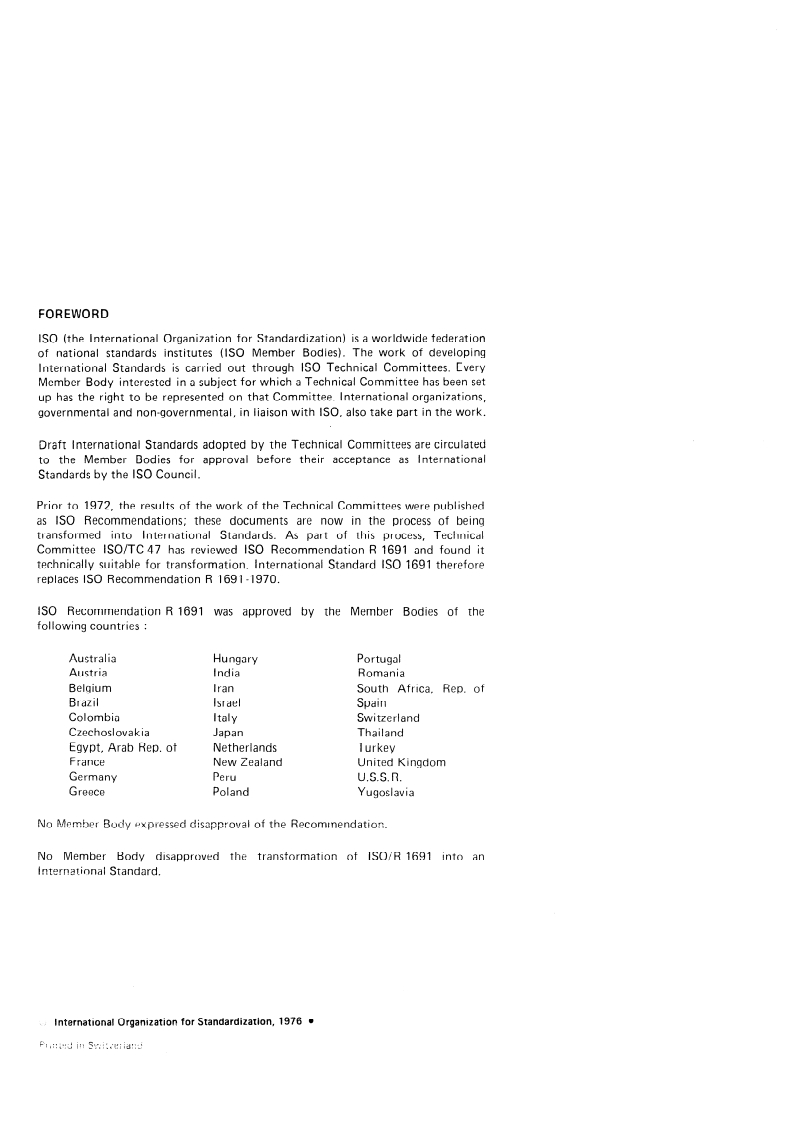 ISO 1691:1976 ISO 1691:1976 - Sodium and potassium silicates for industrial use — Determination of carbonates content — Gas-volumetric method/1/1976 - Page 2 preview