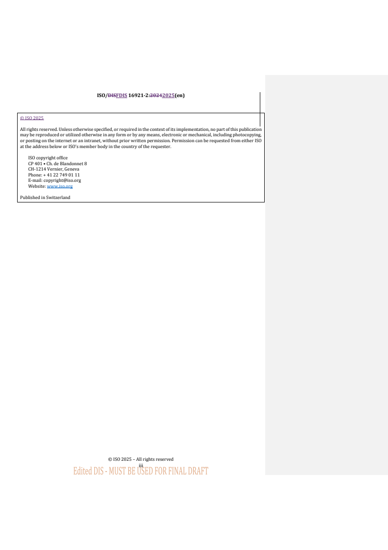 ISO 16921-2 REDLINE ISO 16921-2 - Biotechnology — Gene delivery systems — Part 2: Quantification methods for viral vectors/11/2025 - Page 3 preview