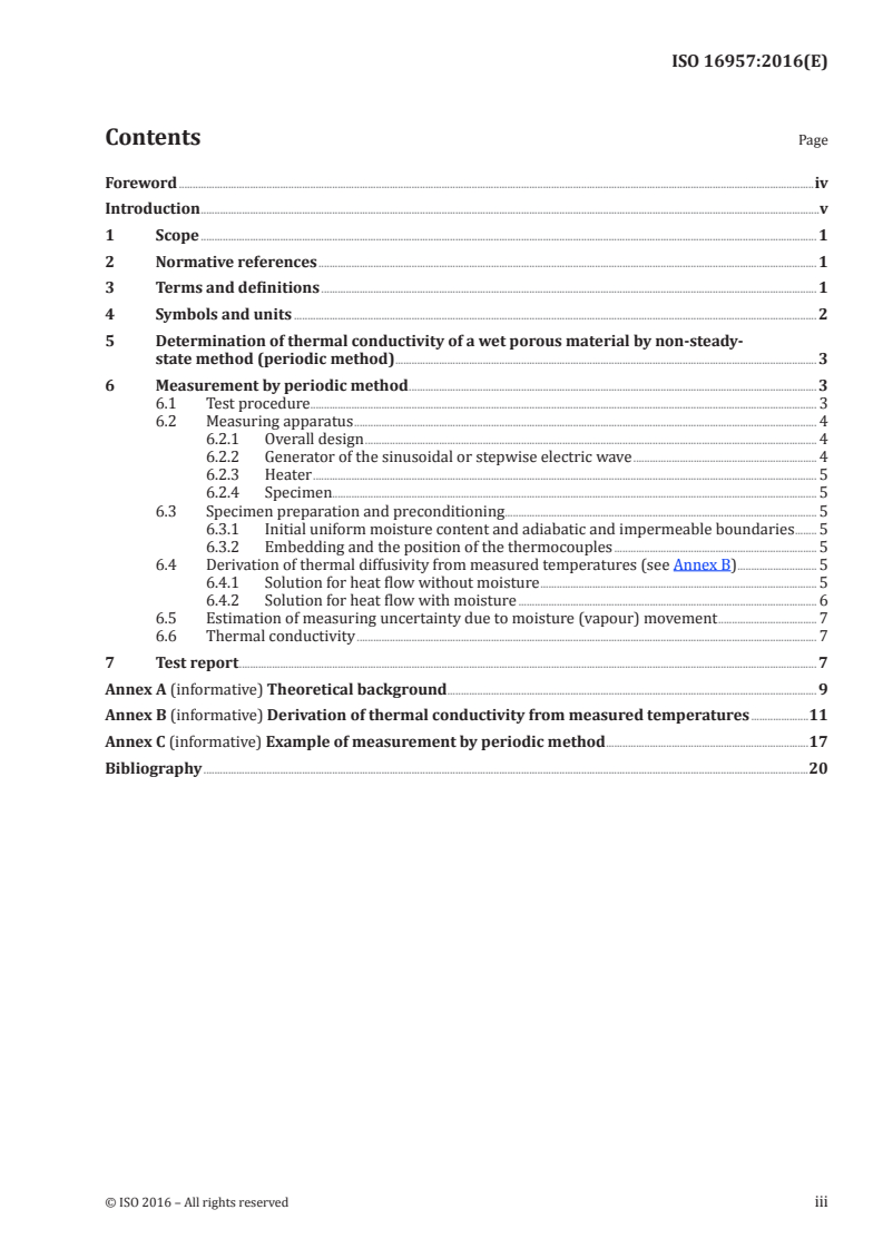 ISO 16957:2016 ISO 16957:2016 - Measurement of apparent thermal conductivity of wet porous building materials by a periodic method/16/2016 - Page 3 preview