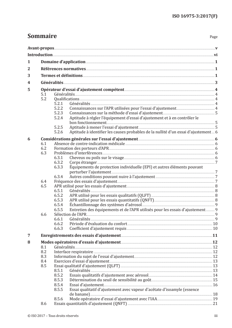 ISO 16975-3:2017 ISO 16975-3:2017 - Appareils de protection respiratoire — Choix, utilisation et entretien — Partie 3: Modes opératoires d'essais d'ajustement/29/2017 - Page 3 preview
