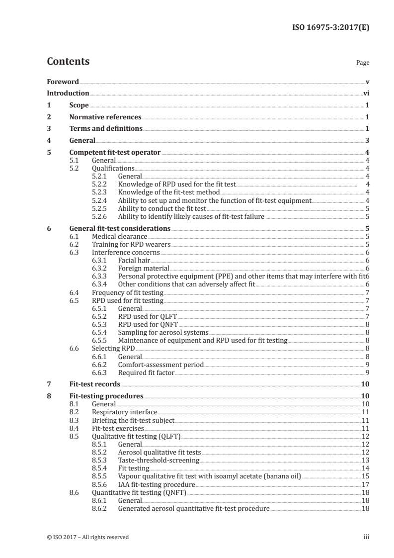 ISO 16975-3:2017 ISO 16975-3:2017 - Respiratory protective devices — Selection, use and maintenance — Part 3: Fit-testing procedures/29/2017 - Page 3 preview